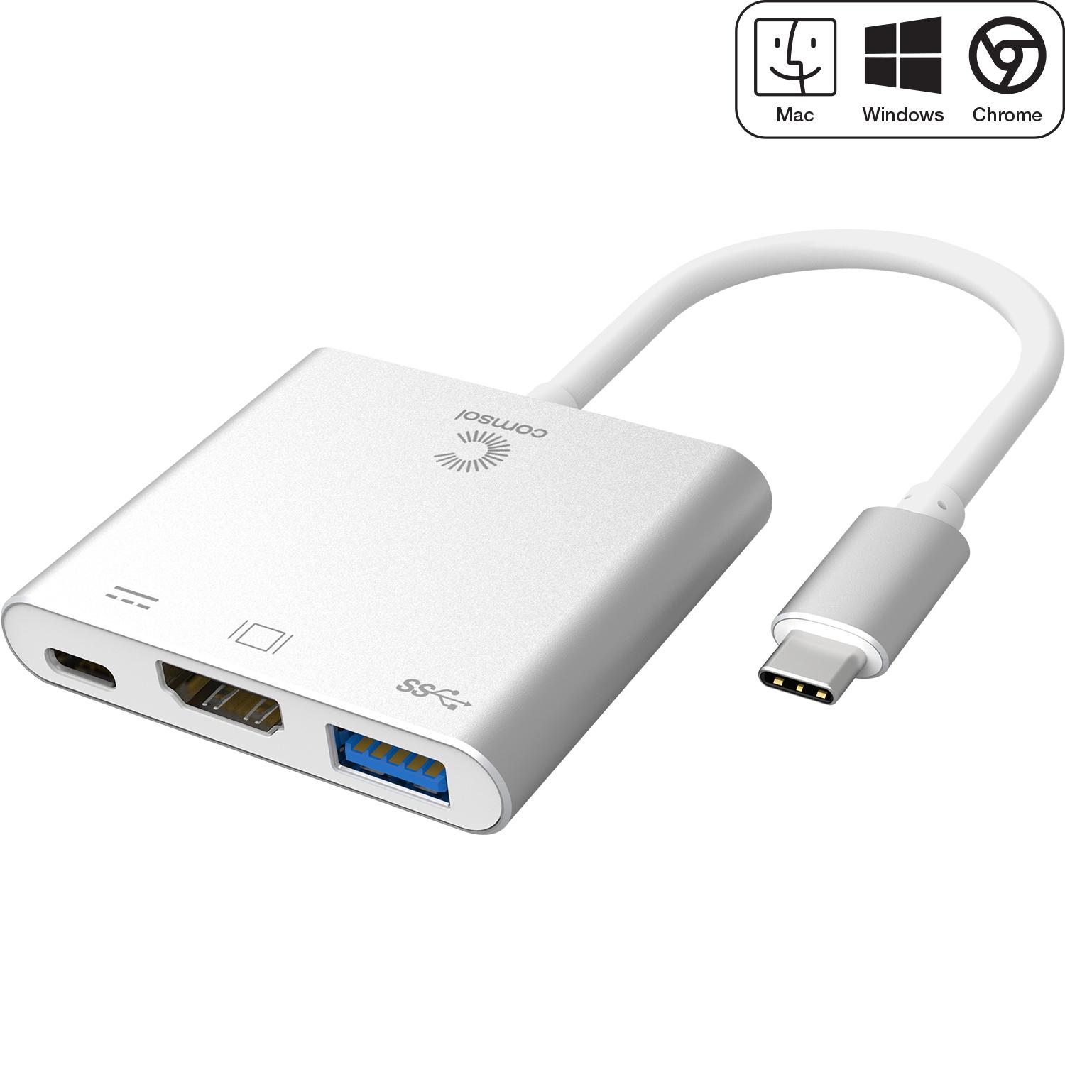 Comsol USB-C Male to HDMI/USB 3.0/USB-C Adapter