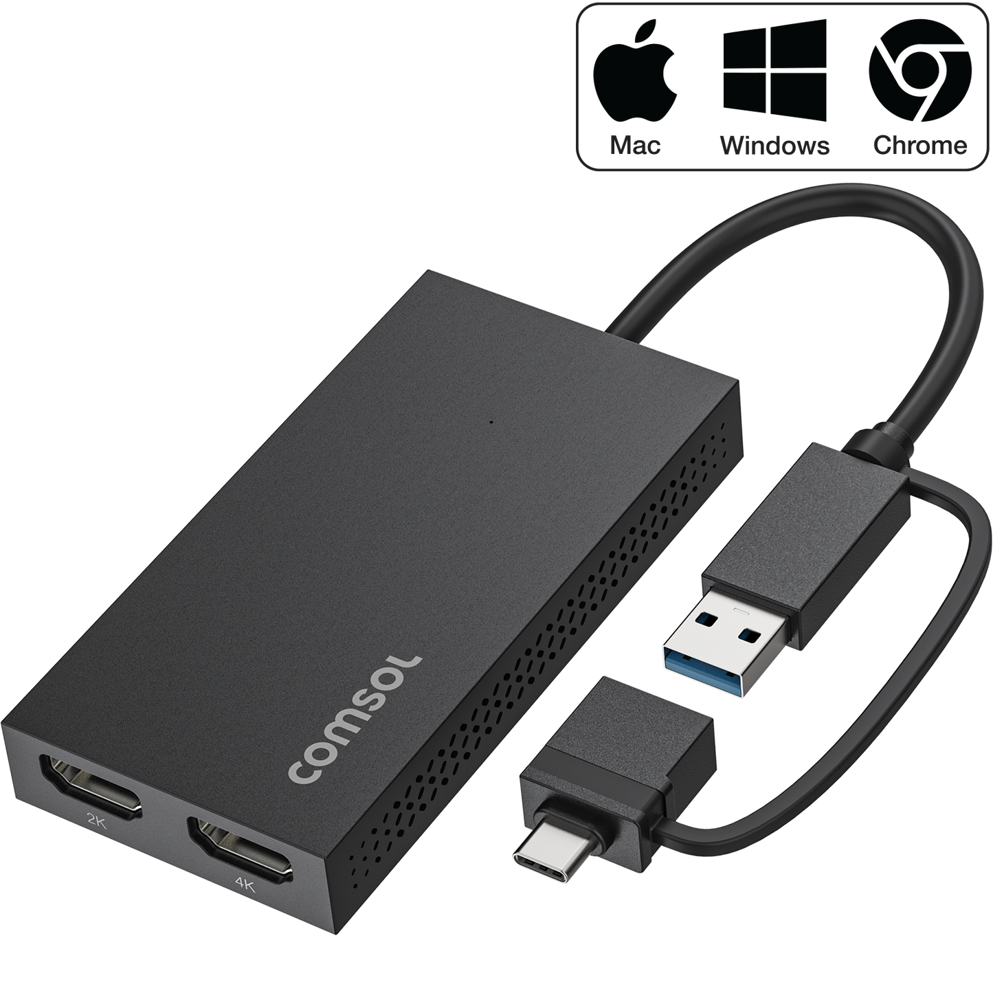 Comsol USB-C to Dual HDMI Universal Monitor Adapter