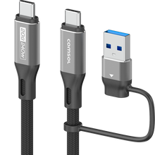 Comsol 1m 2-in-1 USB-C & A to USB-C 4K Cable 240W